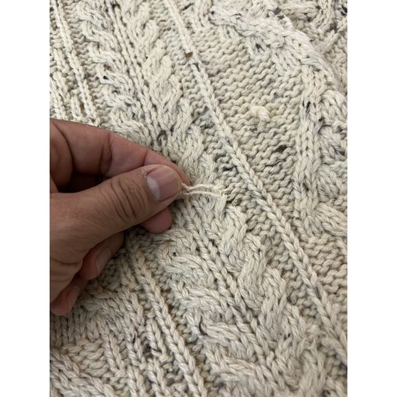 LL Bean Irish Wool Fair Isle Grandpa Heritage Sweater L Cabincore Fisherman Knit - Picture 4 of 16